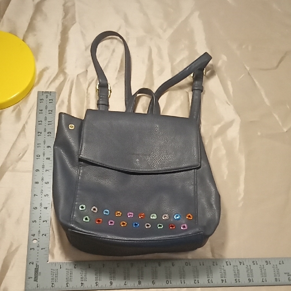 Stylish Gray Backpack with Colorful Accents Catherine Malandrino